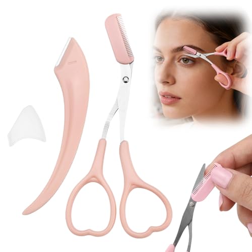 2-in-1 Eyebrow Trimmer Scissor with Comb - Stainless Steel