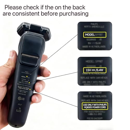 15V Charger Fit for Philips Norelco HQ8505 9000 7000 6000 5000 Series,Multigroom MG5750 MG7735 MG7770 MG9740 QP6530 QP6650 QP6510 Shaver Trimmer Power Cord