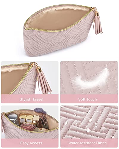 BAGSMART Small Makeup Bag for Women, Quilted Cosmetic Pouch