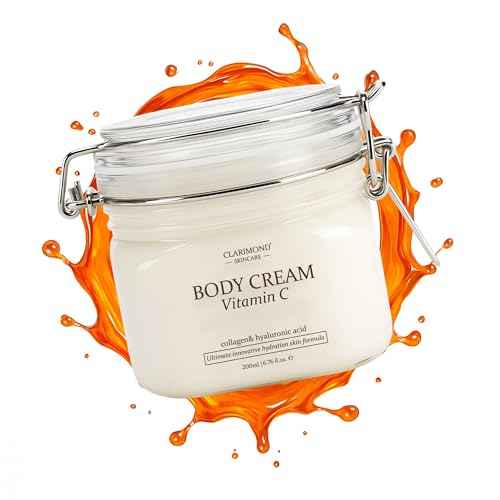 CLARIMOND Vitamin C Body Cream | Hyaluronic Acid & Collagen for Women | Hydrating Body Care Cream for Dry, Aging Skin | Fast-Absorbing, Non-Greasy Formula | Paraben & Sulfate Free | 200ml