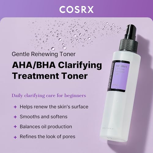 COSRX AHA/BHA Treatment Toner 5.07 fl.oz/ 150ml, Facial Exfoliating Spray for Whiteheads, Pores, & Uneven Skin, Korean Toner, Not Tested on Animals, Korean Skin Care