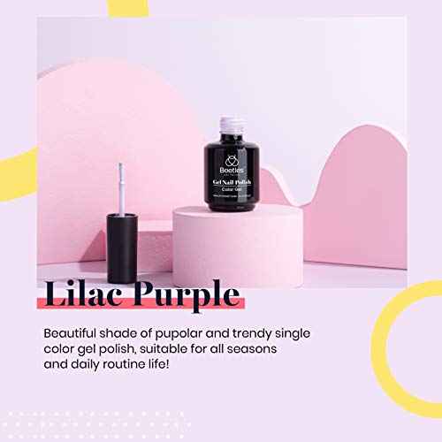 beetles Gel Polish 15ml Lilac Purple Nail Gel Soak Off Uv LED Nail Lamp Gel Polish Nail Art Manicure Salon DIY Home Solid Color Gel Gift for Women Girls
