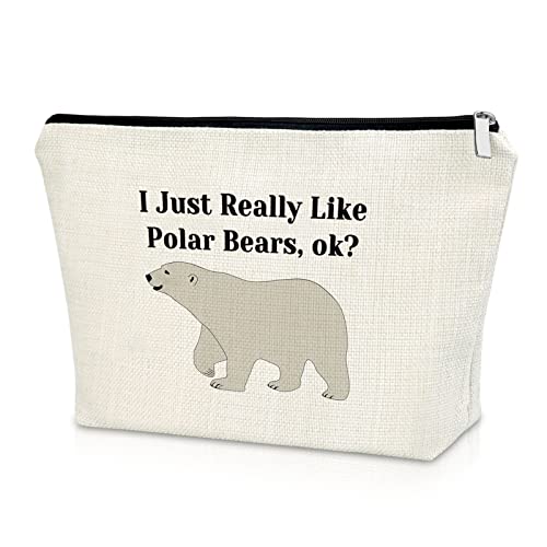 Polar Bear Gifts for Women Makeup Bag Polar Bear Lover Gift Animal Lovers Gift for Friend Cosmetic Bag Birthday Gifts for Sister Graduation Gifts for Her Christmas Gifts Cosmetic Travel Pouch