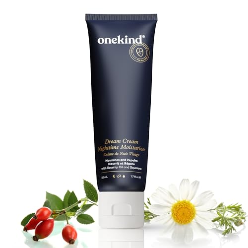 Onekind Night Moisturizer for Face, Hydrating Dream Cream for Wrinkles, Night Cream for Women Anti Aging with Squalane, Rosehip & Shea Butter for Dry & Sensitive Skin ? 1.7 oz