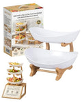 3-Tier Bamboo Fruit Basket with Oval Bowls - Space-Saving Organizer
