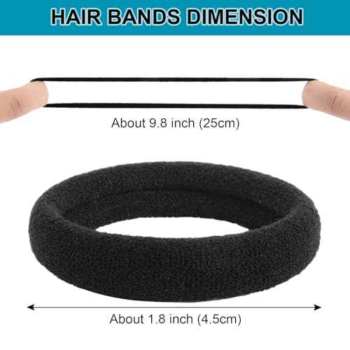 120PCS DWKFEOQ Black Hair Ties for Women Girls, Elastic Ponytail Holders, Cotton Seamless Hair Bands, No Damage for Thick Hair, 1.8 Inch in Diameter (Black)