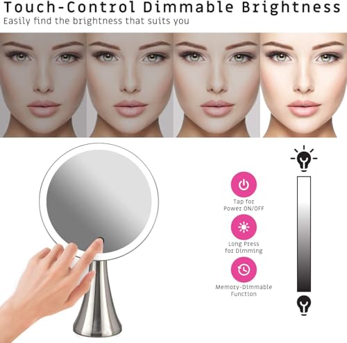 Surdy 9" Lighted Makeup Mirror with 5x/10x Magnification