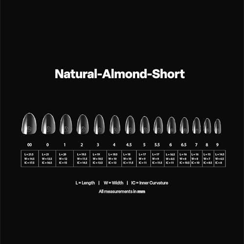 Aprés Gel-X Nail Tips Box 280 Short Almond Fake Nails with Half Sizes