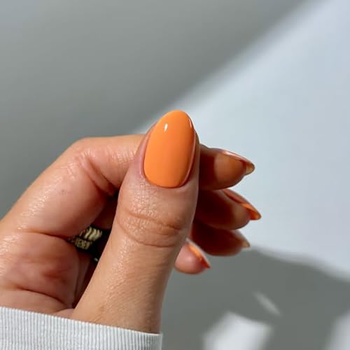 Short Almond Press On Nails - Orange Acrylic Fake Nails for Women