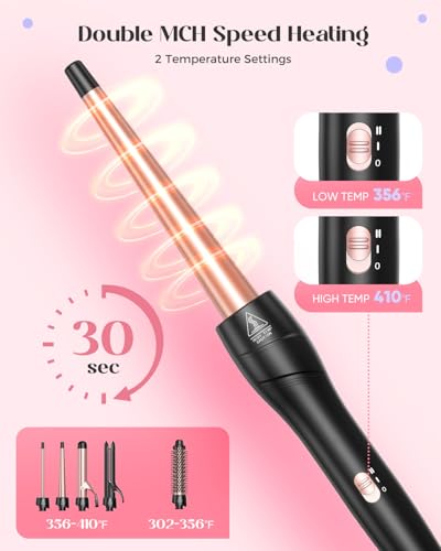 Lopeie 5-in-1 Curling Iron Set with 4 Barrels & Flat Iron