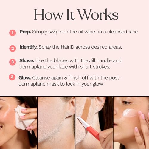 Dermaplaning Kit for Women with Hair Identifier Spray & Razor - Facial Exfoliation System
