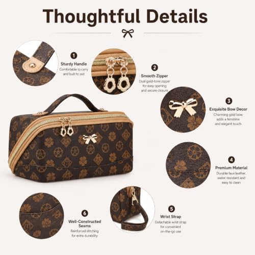YTL Coffee Flower Makeup & Travel Cosmetic Bag Set for Women