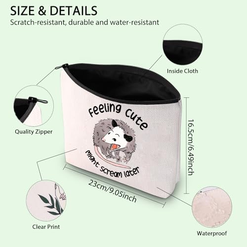 FOTAP Possum Gift Opossum Lover Gift Feeling Cute Might Scream Later Opossum Makeup Bag Opossum Mom Gift Screaming Possum Gift (Scream later)