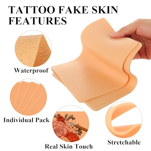 12Pcs 3MM Tattoo Practice Skin, 8x6'' Double-Sided