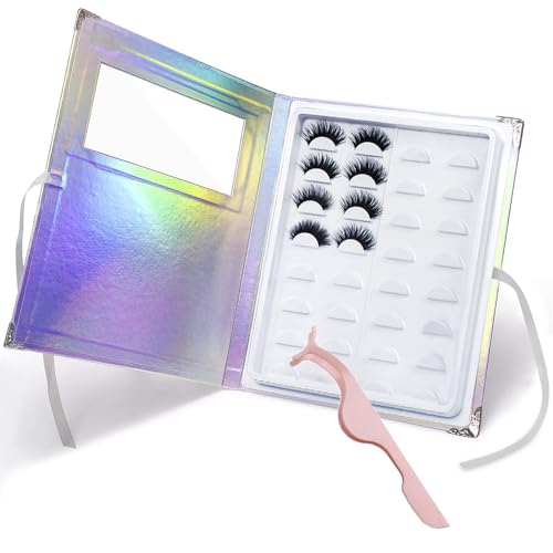 False Eyelash Storage Book - Holds 16 Pairs with Tweezers