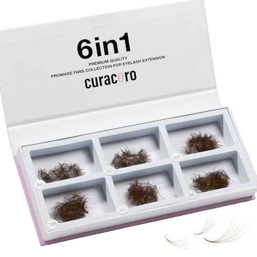 Curacoro Colored Promade Mix 1500 Fans | 5D Handmade Volume Eyelashes | CC Curl | 9-14mm Mixed Length | Long Lasting | Easy Application (Dark Brown, 5D CC 9-14mm)