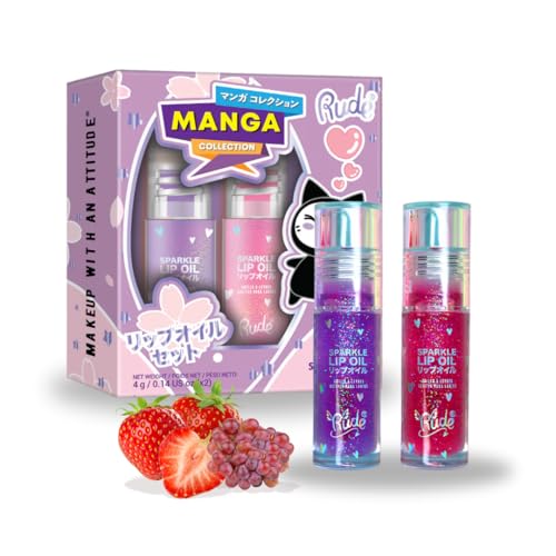 RUDE Lip Oil Gloss Set - Strawberry & Grape Hydrating