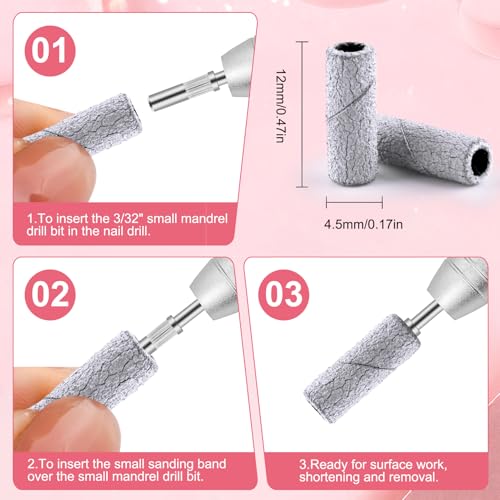 200 Pcs 180 Grit Nail Drill Bits Sanding Bands Set for Manicure