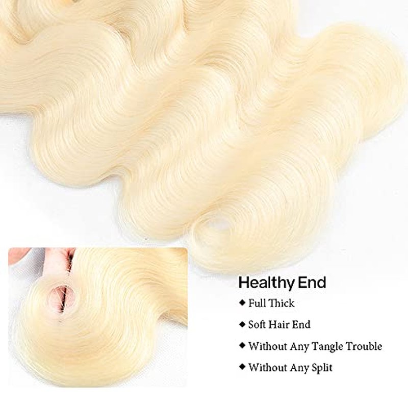 613 Blonde Human Hair Bundles - Body Wave Extensions 28-30-32"