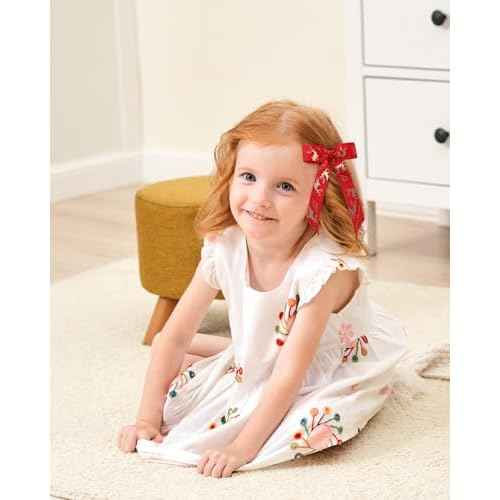 doboi 6 Pcs Christmas Hair Bows for Girls - 4.3 Inches Handmade Toddler Bows With Alligator Clips - Glitter Hair Accessories for Baby Girls Teens Kids