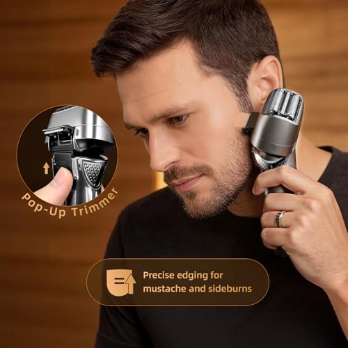 Ufree Electric Razor for Men, Rechargeable Cordless Foil Shaver, 8,500 RPM Wet and Dry Electric Shaver with 2 Speed Settings, LED Display, IPX7 Waterproof, Pop-Up Trimmer, Silver