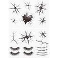Halloween Creepy Cracks Face Tattoo Set, Temporary Makeup Stickers with Eyelashes, Black Broken Glass Pattern, Costume Accessories (Black)