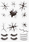 Halloween Cracked Glass Face Tattoo Set with Eyelashes