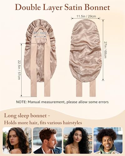 Double Layer Satin Sleep Bonnet for Long Hair & Braids