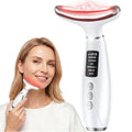 GIHWRRI White 7-Color LED Face and Neck Light Therapy Massager with EMS & Heat