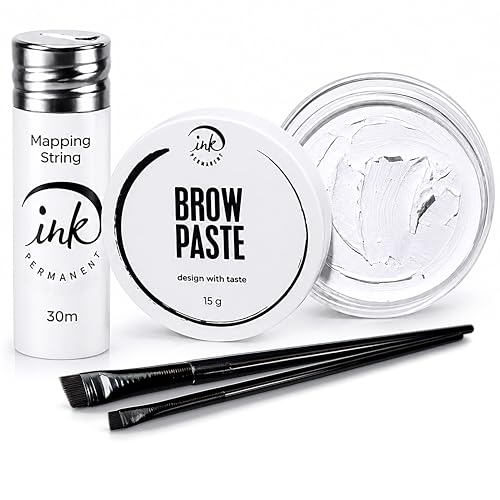 Eyebrow Mapping Kit with White Paste, 30m String & 2 Brushes