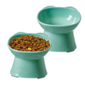 KSIA Klear Elevated Cat Bowls 2 Pack Green - Tilted 15° Raised Food & Water Bowls