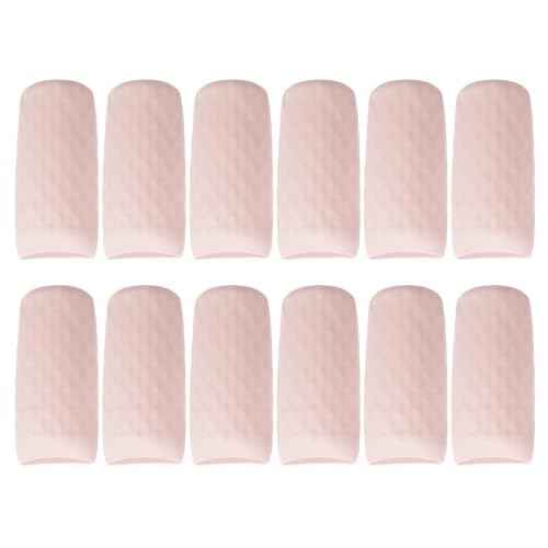 Mini Skater 12pcs Silicone Travel Bottle Cover Reusable Elastic Sleeve Fit Standard Toiletry Container Stretching Bottle Lid Cap for Luggage Bag Suitcase Prevent Leakage Solution (Light Pink)