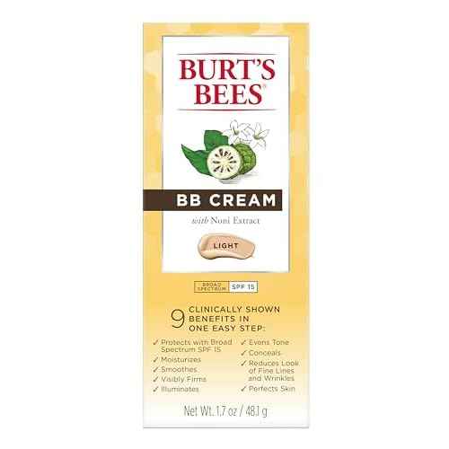 Burt's Bees BB Cream With SPF 15, Broad-Spectrum Sunscreen Tinted Lotion for All Skin Types, 98.9 Percent Natural Origin Skin Care, Light, 1.7 oz. Tube