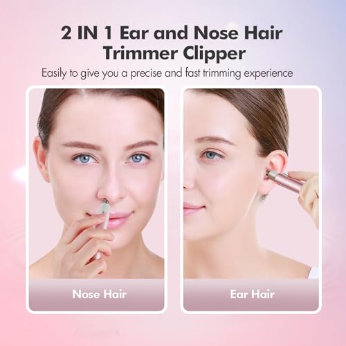 TOUCHBeauty Electric Ear and Nose Hair Trimmer for Women, Painless Round Tip for Sensitive Skin, Mini Portable Shaver with Travel Case, Easy Clean & Battery Powered, Perfect for Valentine's Day