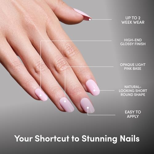 Glamnetic Short Round Press On Nails - Pink Glossy 30pc Kit