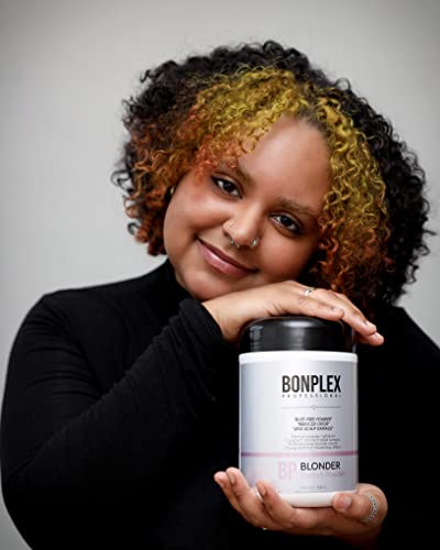 BONPLEX Blonder Bleach Powder | Dust Free | Reduced Odor | Less Scalp Damage | Compact Powder Lightener | Multiple Clear Blonde Results | Strong and Fast Bleach Powder 17.6 oz