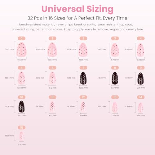 Nail Reformation Double Dip Short Almond Press-On Nails - 32 pcs, Polka Dot Style
