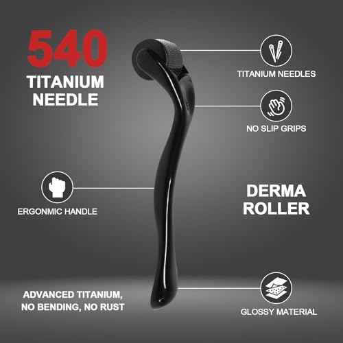 540 Titanium Derma Roller - Microneedle Micro Needle Roller for Men and Women Home Use - Microneedling Roller Microneedle Skin Care Tool A12