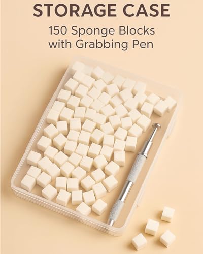HomTop Ombre Nail Art Sponge Kit with Stainless Steel Grab Pen (150 Pcs)