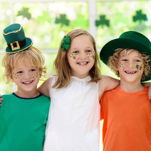 St. Patrick's Day Temporary Tattoos - 6Pc Glitter Shamrock Face Stickers