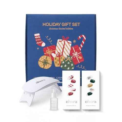 ohora Semi Cured Gel Nail Strips ([2025 Christmas Set] N Santa Cane & N Christmas Magic) - Works with Any Lamps, Salon-Quality, Long Lasting, Easy to Apply & Remove