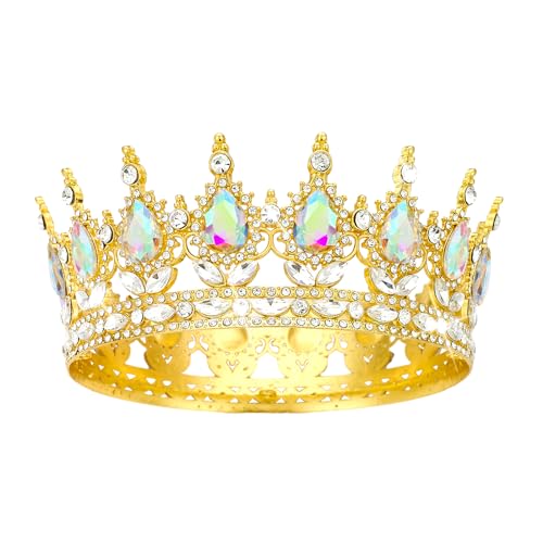 YOUlDIANZI Gold Crown-A+B Queen Rhinestone Tiara for Women Bridal & Costume Party