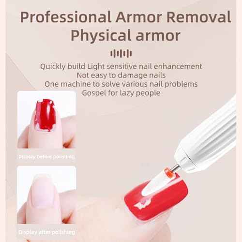 Electric Nail Drill File Professional - Cordless Nail Drill Filer Machine for Acrylic Nails Polishing, U V Lamp,Charging Base,5 Speed,Nail Grinder, Manicure Pedicure Kit for Salon Home