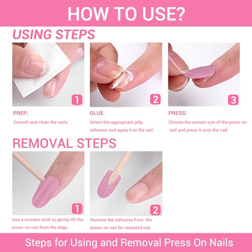 FastGlam Press On Nails – Pearly | Short Oval Nails, Reusable, Glossy Finish Nails in 12 Sizes - 24 pcs Nail Kit, Blink Pink