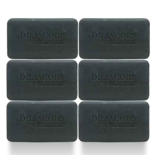 Dr Jacobs Naturals, Triple Milled Loofah Exfoliating Castile Bar Soap (Pack of 6) - Free of Parabens, Sulfates, Synthetics, Gltuen and GMO (Muddy Charcoal)