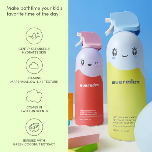 Evereden Kids Cloud Body Wash (6.7 fl. oz., Juicy Citrus) : Creamy Nourishing Cloud-Like Texture and Multi-Vitamin Body Lotion, Gentle & Non-Toxic Moisturizing Kids Lotion