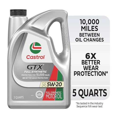 Castrol GTX Full Synthetic 0W-20 Motor Oil, 1 Quart, Pack of 6