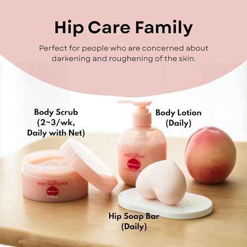 Pelican Soap Cream Body Scrub with Sea Salt, Peach Extract & Aloe Vera, Full Body Scrub Exfoliant Dead Skin Remover for Sensitive Skin & Rough Skin, Turns into Creamy Foam with Net from Japan, 6.35 Oz