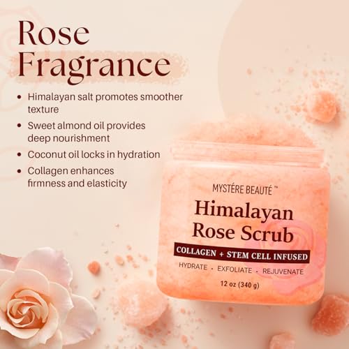 Himalayan Salt Body Scrub with Collagen & Rose Oil - 12 fl oz - Mystére Beauté