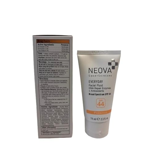 NEOVA SmartSkincare Facial Sunscreen Everyday Facial Fluid 2.5 fl. Oz. | Broad Spectrum SPF 44 Hybrid Sun Defense | Oil Free & Non Comdogenic